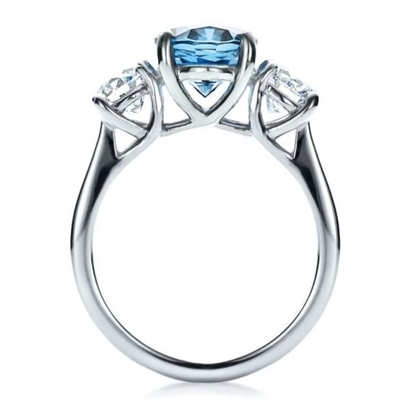 ⚡ Noble Jewelry Oval Diamond Royal Blue Shiny Zircon Rings for Women, PD… - Picture 1 of 5